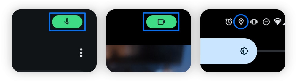 Screenshots zeigen, wo Sie auf Ihrem Android-Gerät nach Tracking-Symbolen suchen müssen.
