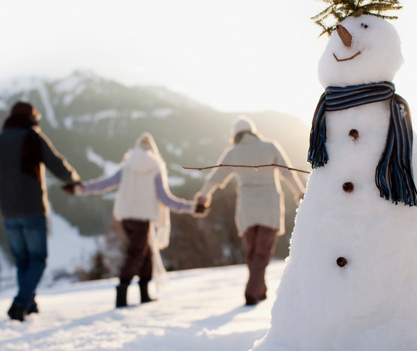 Eine Familie, die im Schnee spielt, lässt nicht zu, dass Wohltätigkeitsbetrug ihre Feiertagsfreude verdirbt.