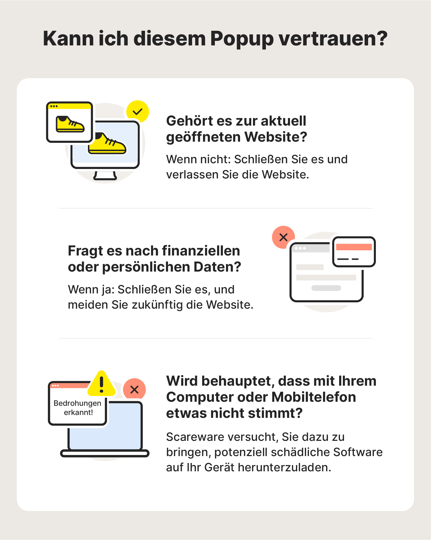 Illustration: Tipps, wie man erkennt, ob ein Pop-up sicher ist oder nicht