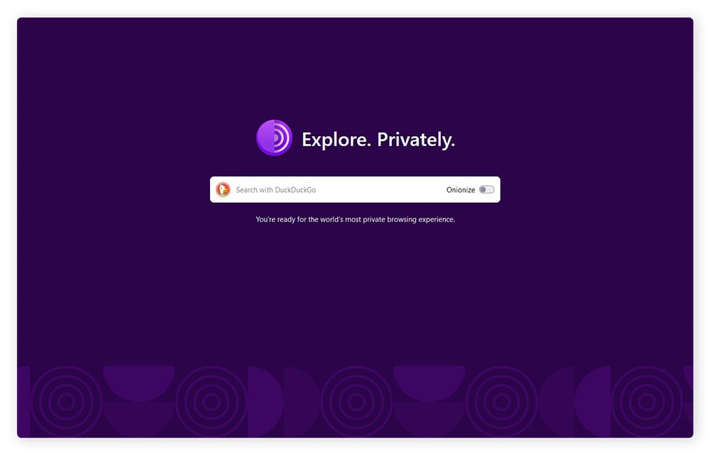 Die Startseite von Tor mit der Suchmaschine DuckDuckGo.