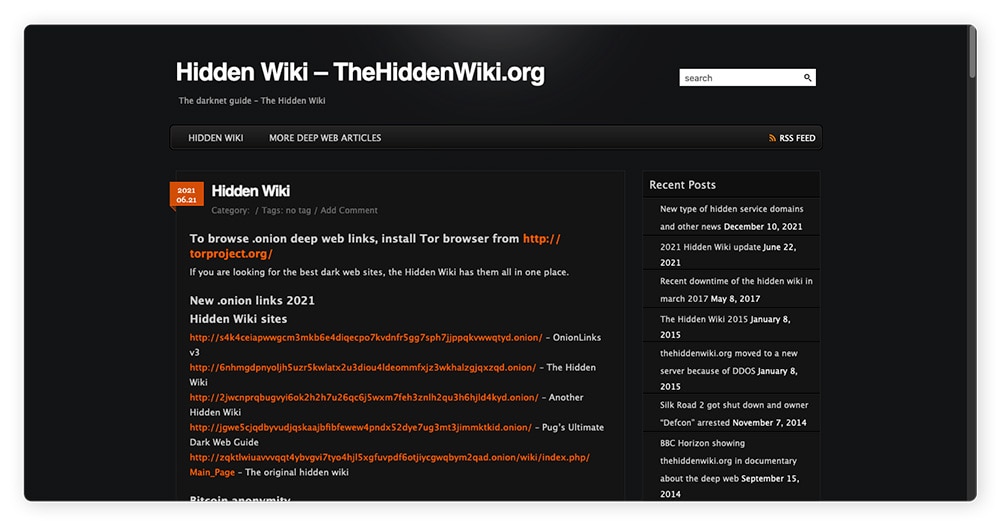 Hidden Wiki-Links dienen als Verzeichnis für das Darknet.