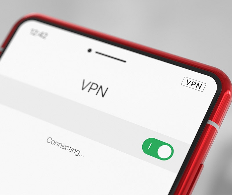 Abbildung: Smartphone mit einer VPN-App, die eine sichere Internetverbindung herstellt.