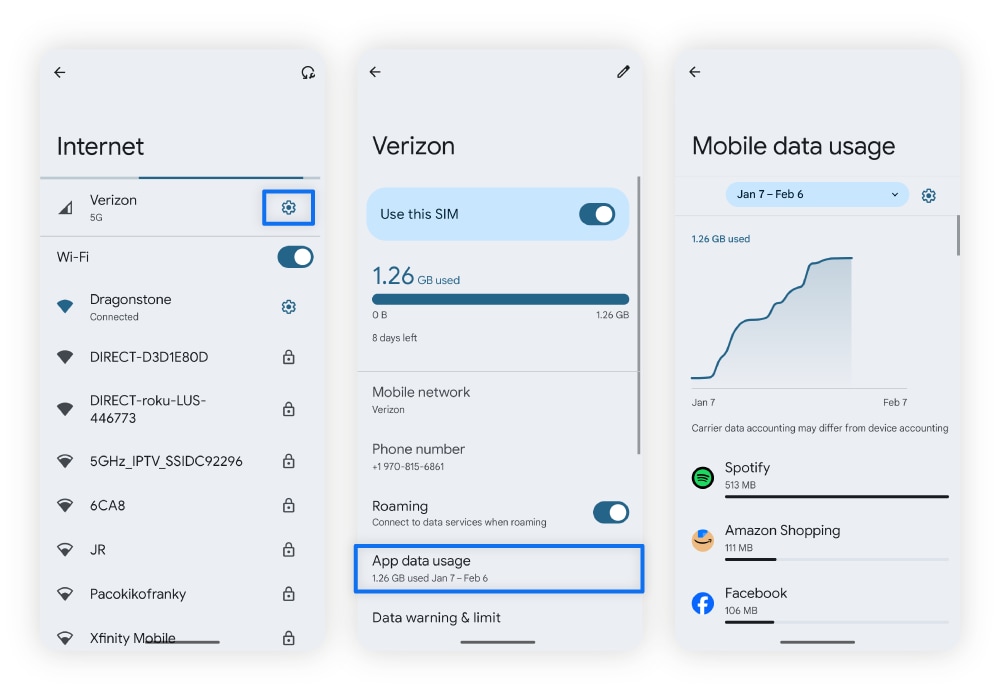 So überprüfen Sie die Datennutzung von Apps auf Android-Geräten.