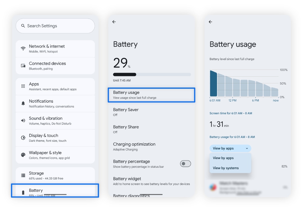 So überprüfen Sie die Akkunutzung auf Android-Geräten.