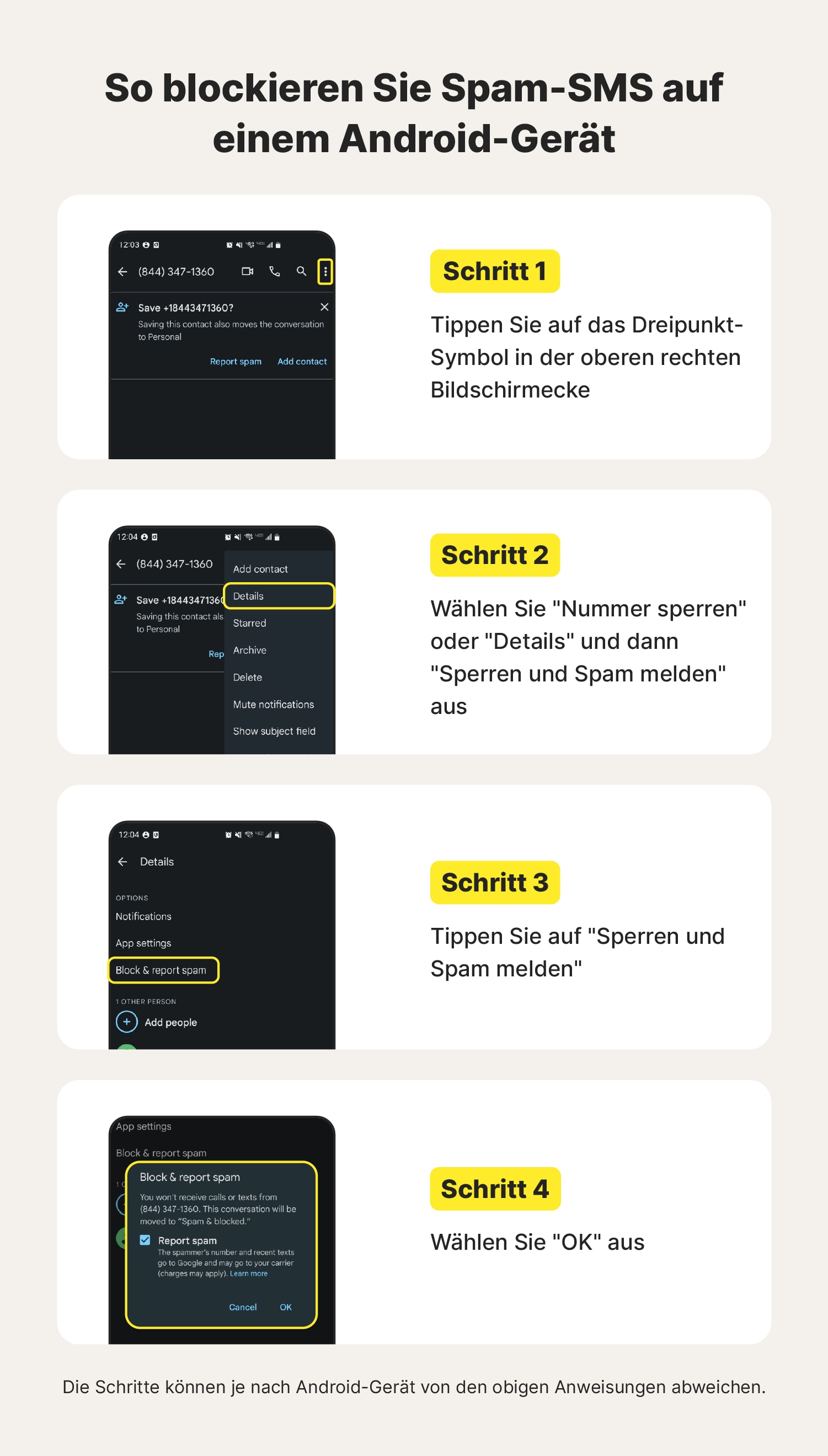 Schritt-für-Schritt-Anleitung zum Blockieren von Spam-SMS auf einem Android-Gerät