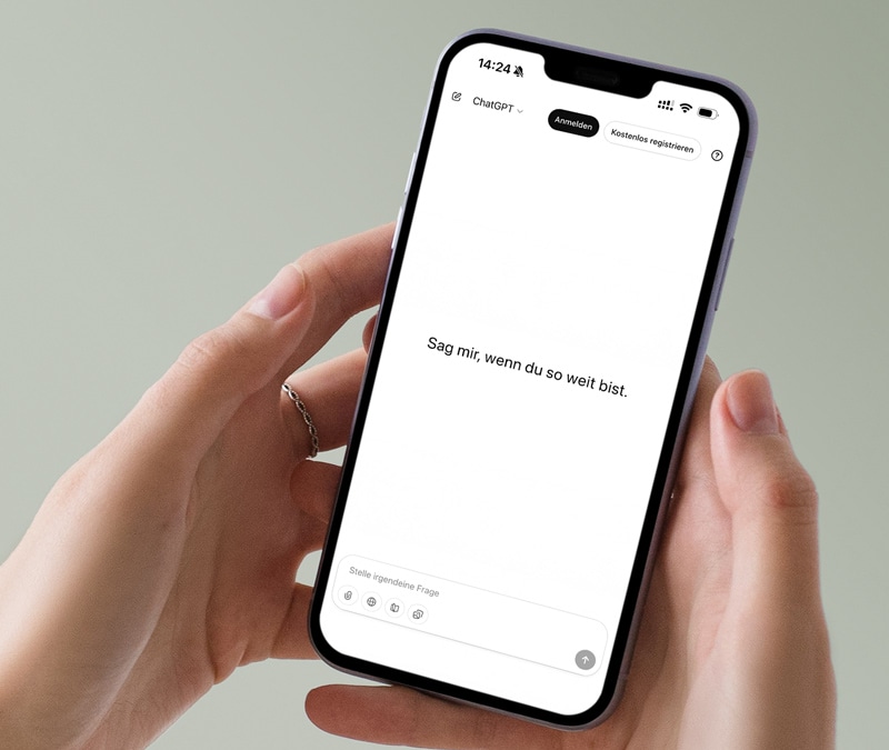 Ein Benutzer öffnet die ChatGPT-Oberfläche und verzichtet darauf, persönliche Informationen anzugeben.