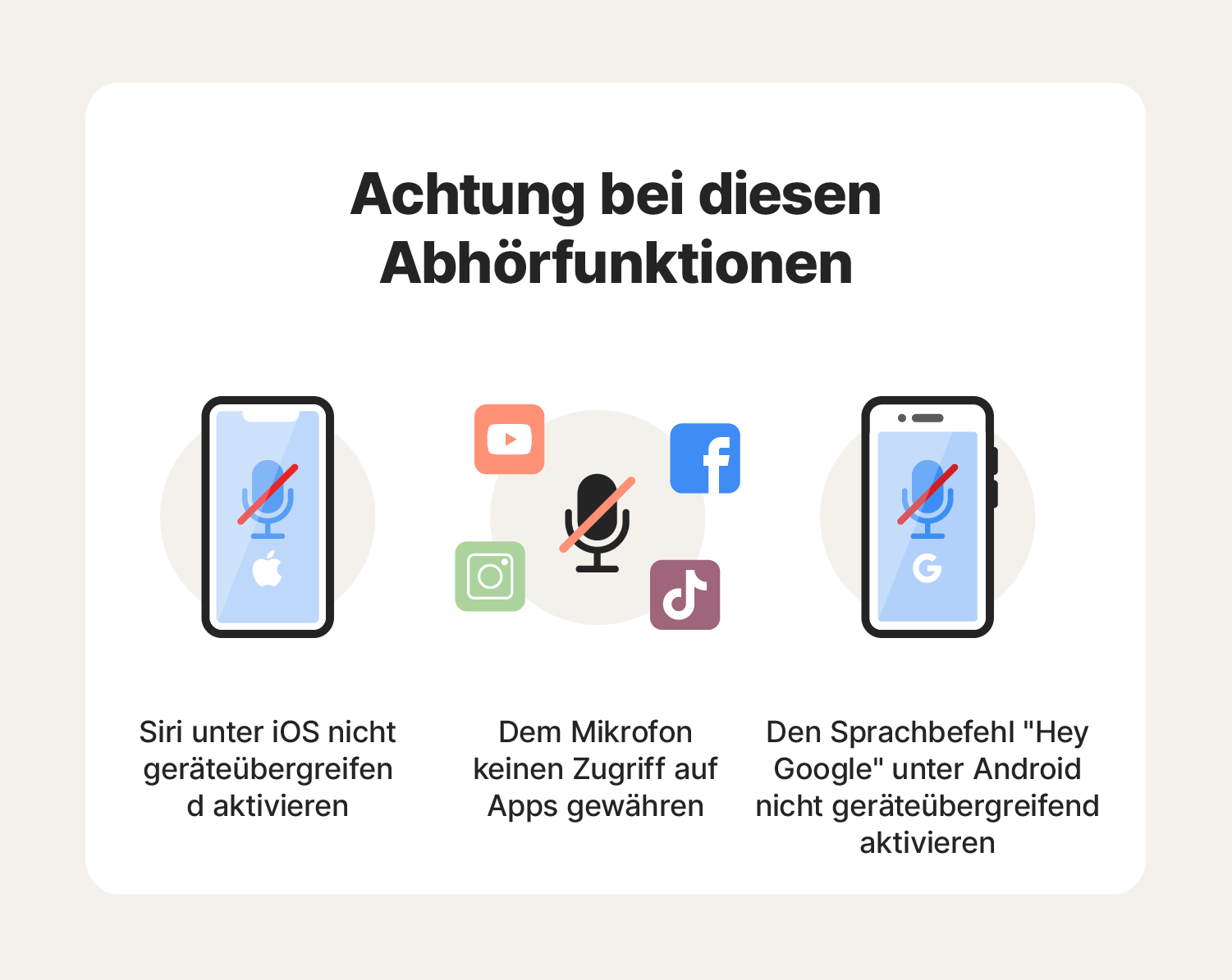 Abbildung mit Methoden, wie Sie verhindern können, dass Ihr Mobiltelefon Sie abhört.