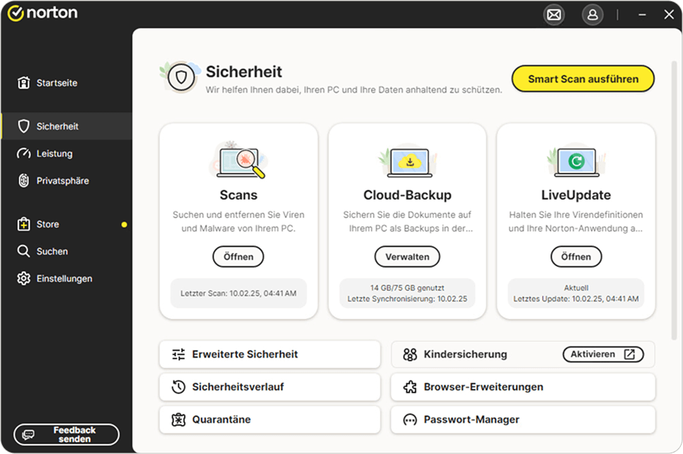Screenshot: Norton 360 Deluxe in Aktion.