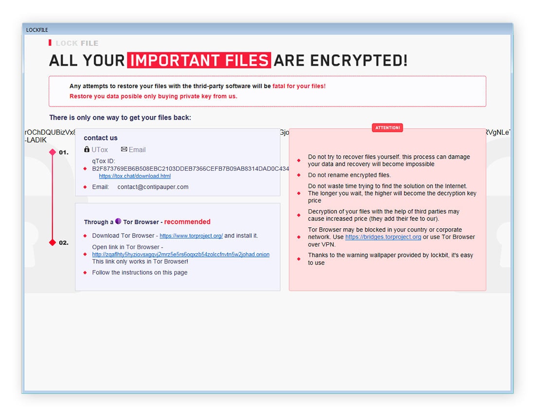 Lösegeldforderung von LockFile