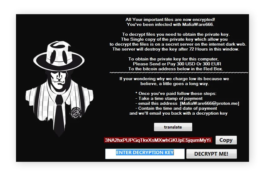 Beispiel einer Lösegeldforderung von MafiaWare666