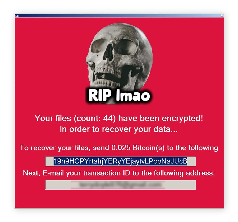 Beispiel einer Lösegeldforderung von MafiaWare666