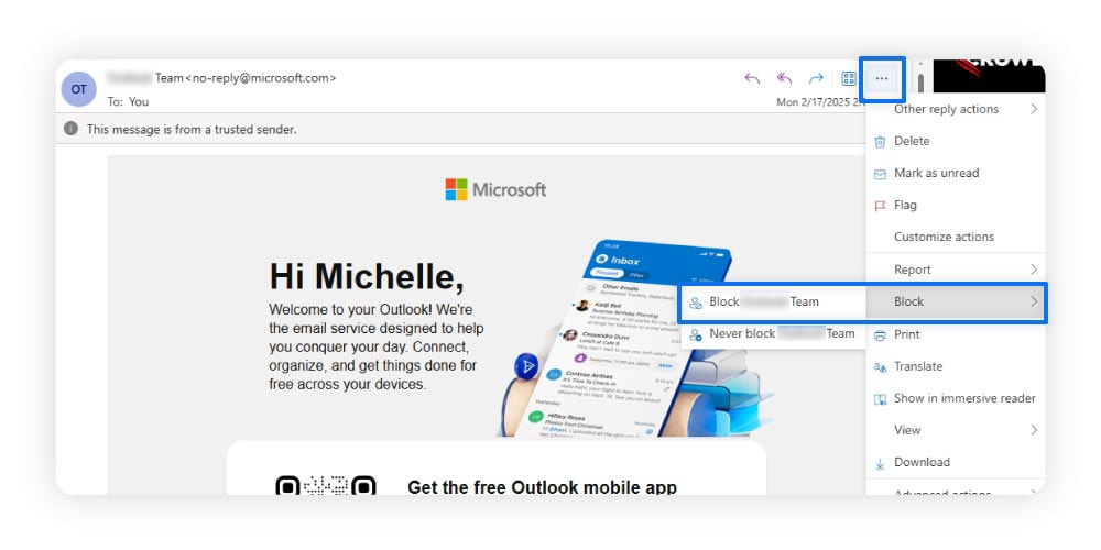 Anleitung zum Blockieren von Spam in Microsoft Outlook.