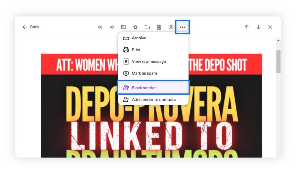 Anleitung zum Blockieren von Spam in Yahoo Mail.