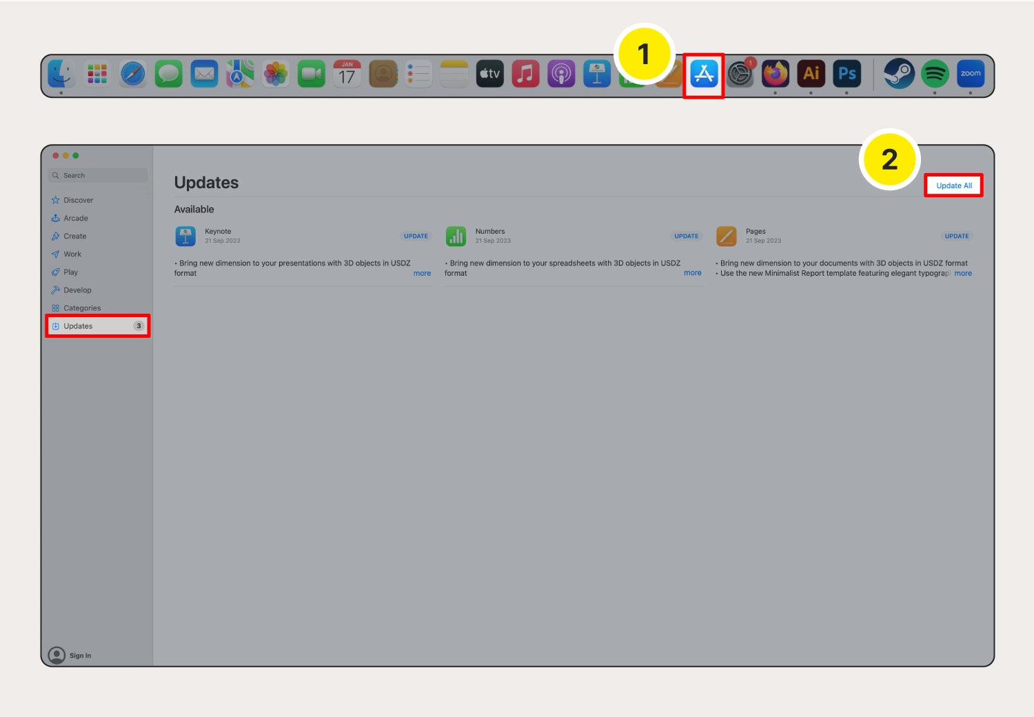 Screenshot zur Installation von Software-Updates auf dem Mac