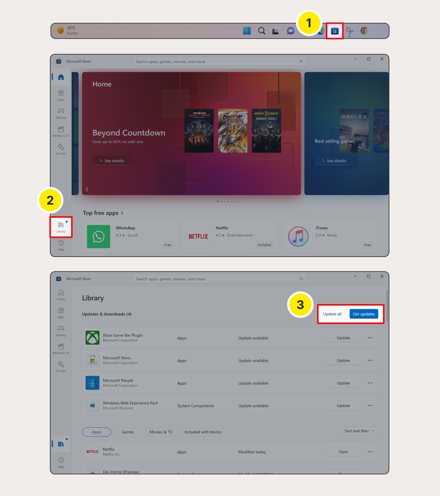 Screenshot zur Installation von Software-Updates auf Windows