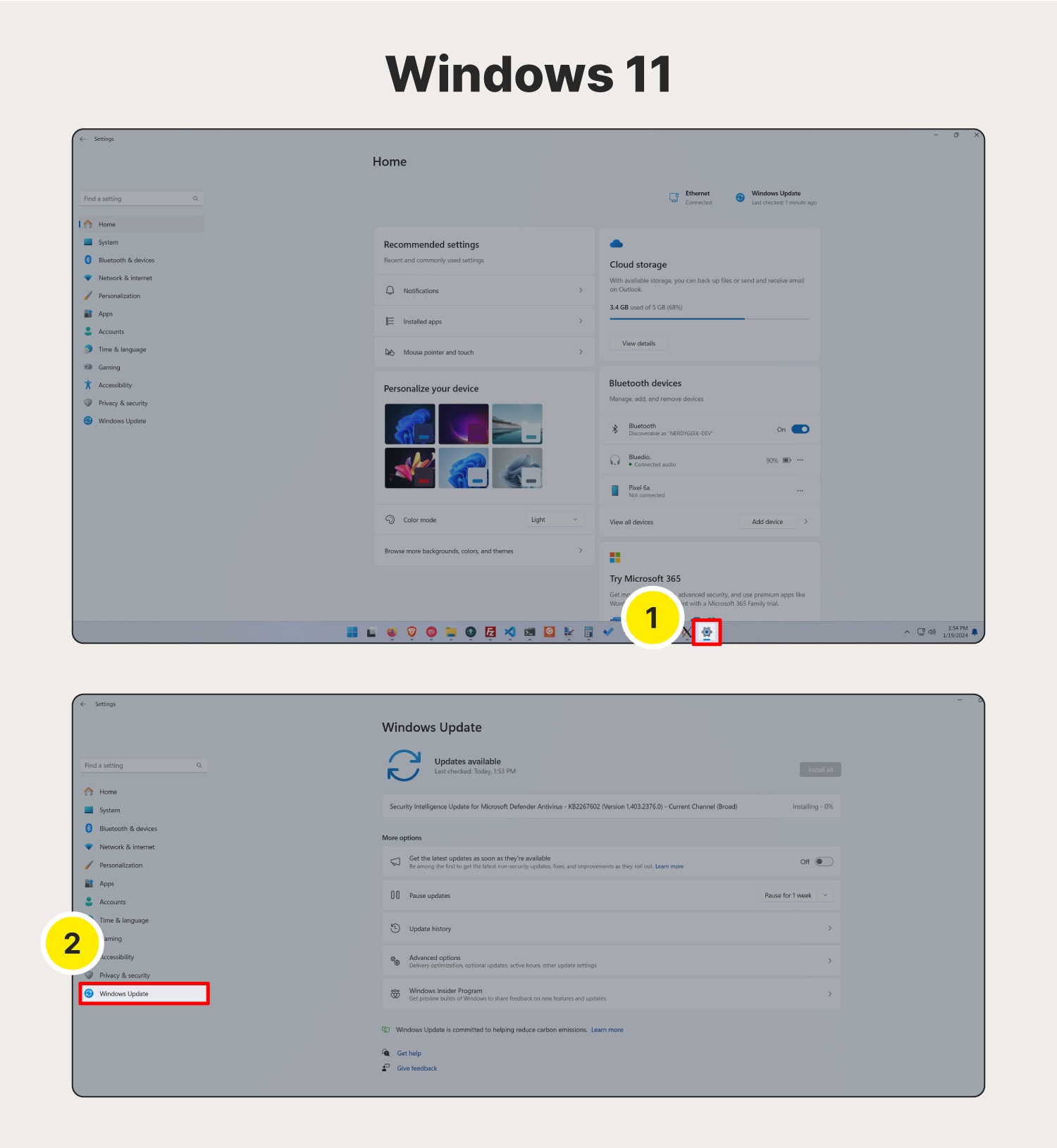 Screenshot zur Aktualisierung des Betriebssystems unter Windows 11