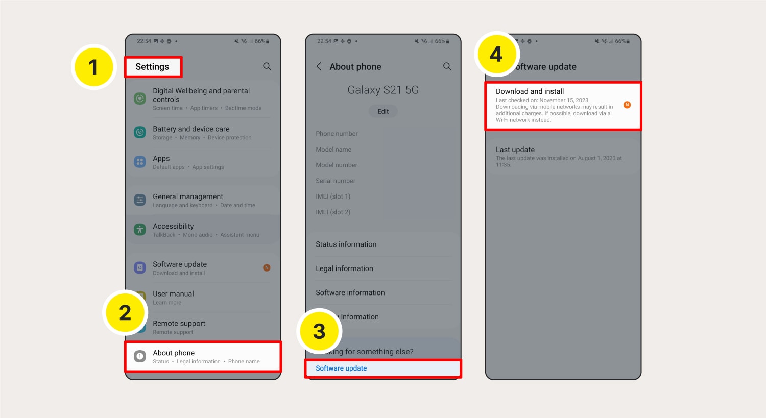 Screenshot zur Aktualisierung des Betriebssystems auf Android-Geräten