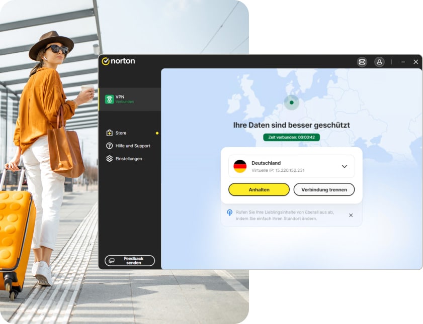 Norton VPN mit aktivierter IP-Rotation