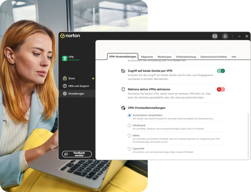 VPN-Voreinstellungen in der Norton VPN-App