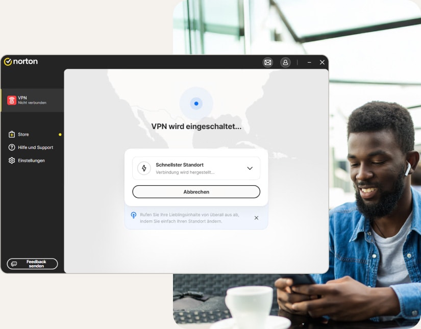 Norton VPN wird eingeschaltet