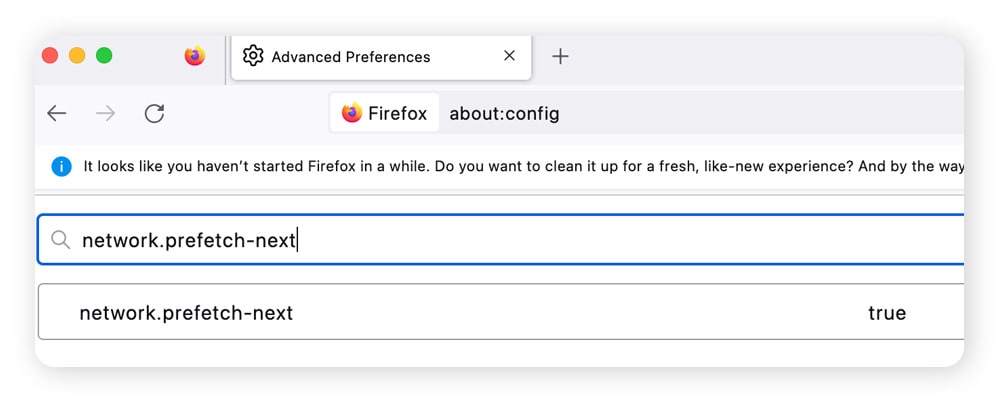 Prefetch-Einstellungen im Firefox-Browser
