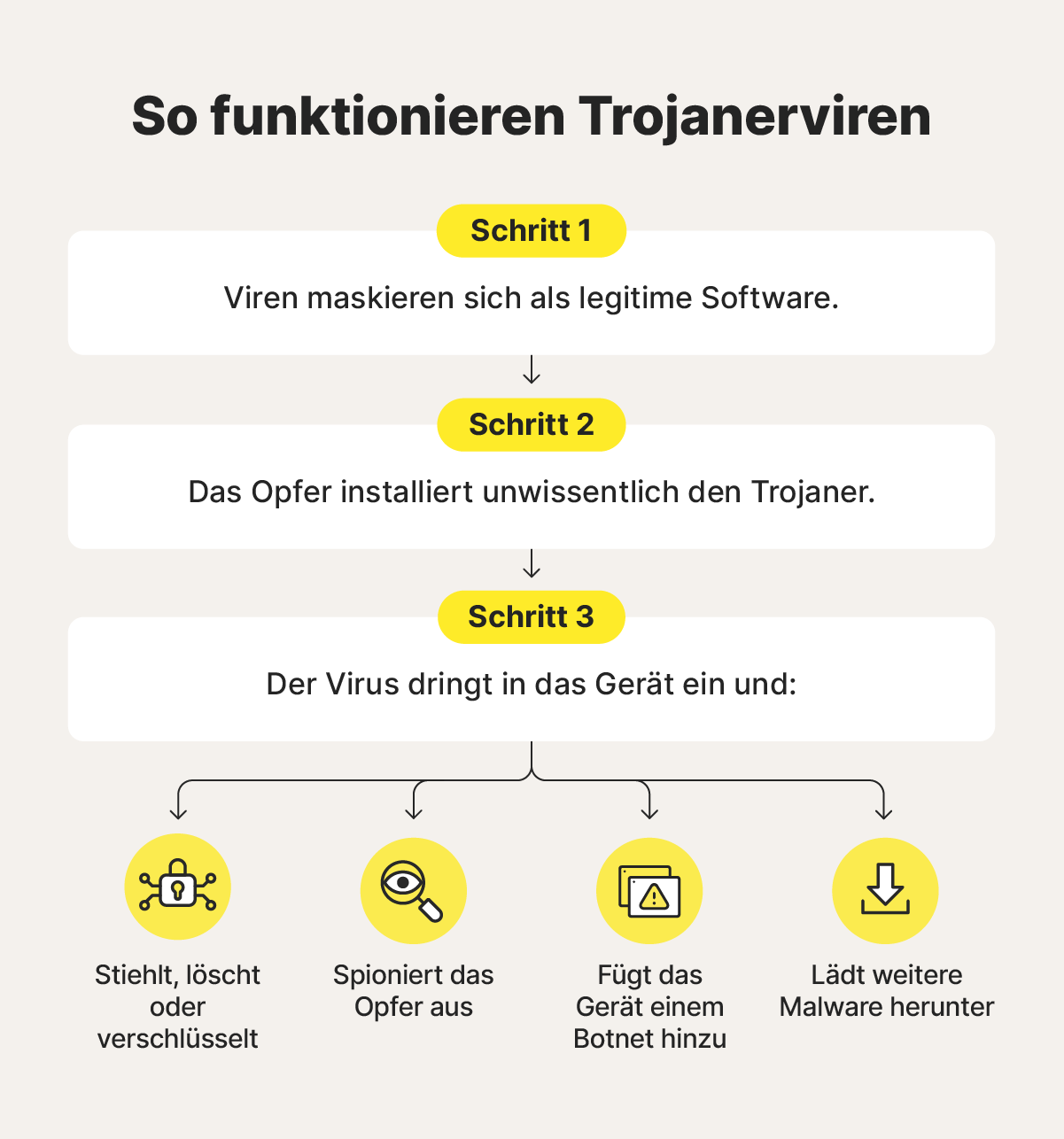 Diagramm: Funktionsweise von Trojaner-Angriffen