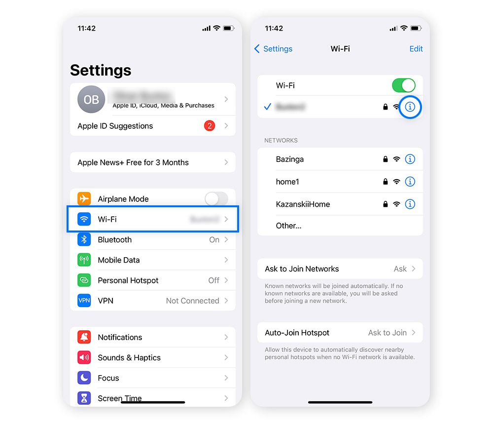 Screenshots, die zeigen, wie man die IP-Adresse auf einem Android-Gerät sieht.