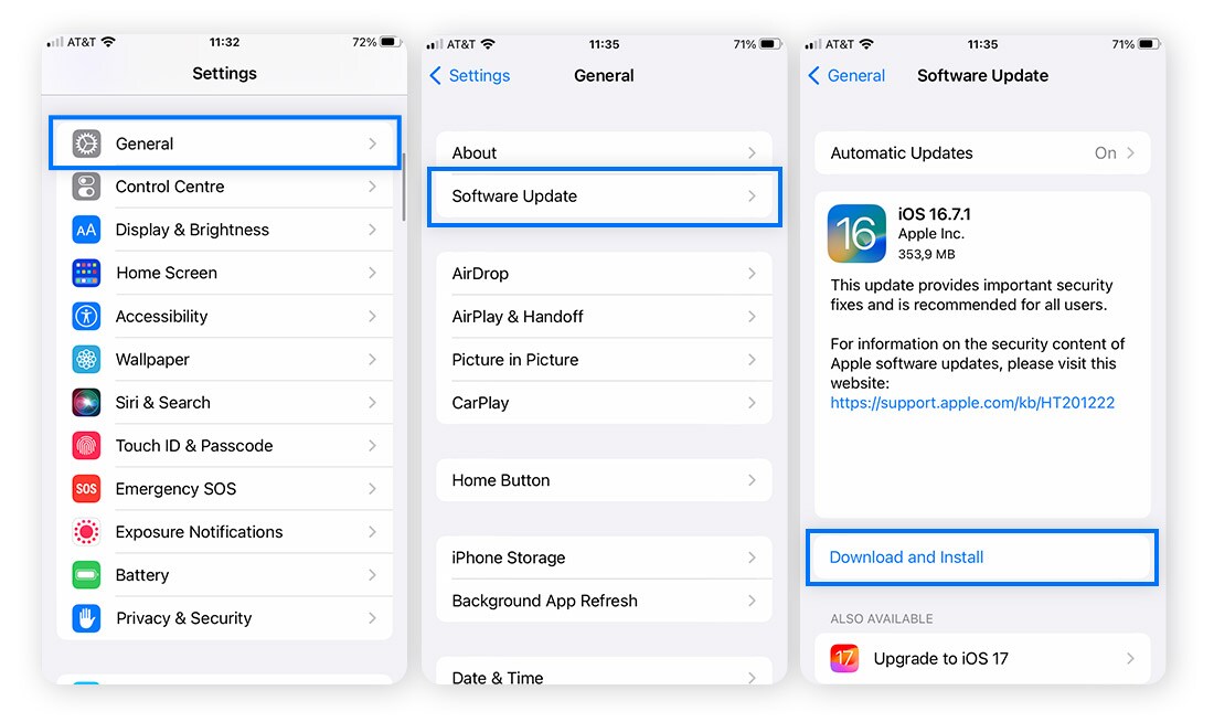 Screenshot: Einstellungen > Allgemein > Softwareupdate