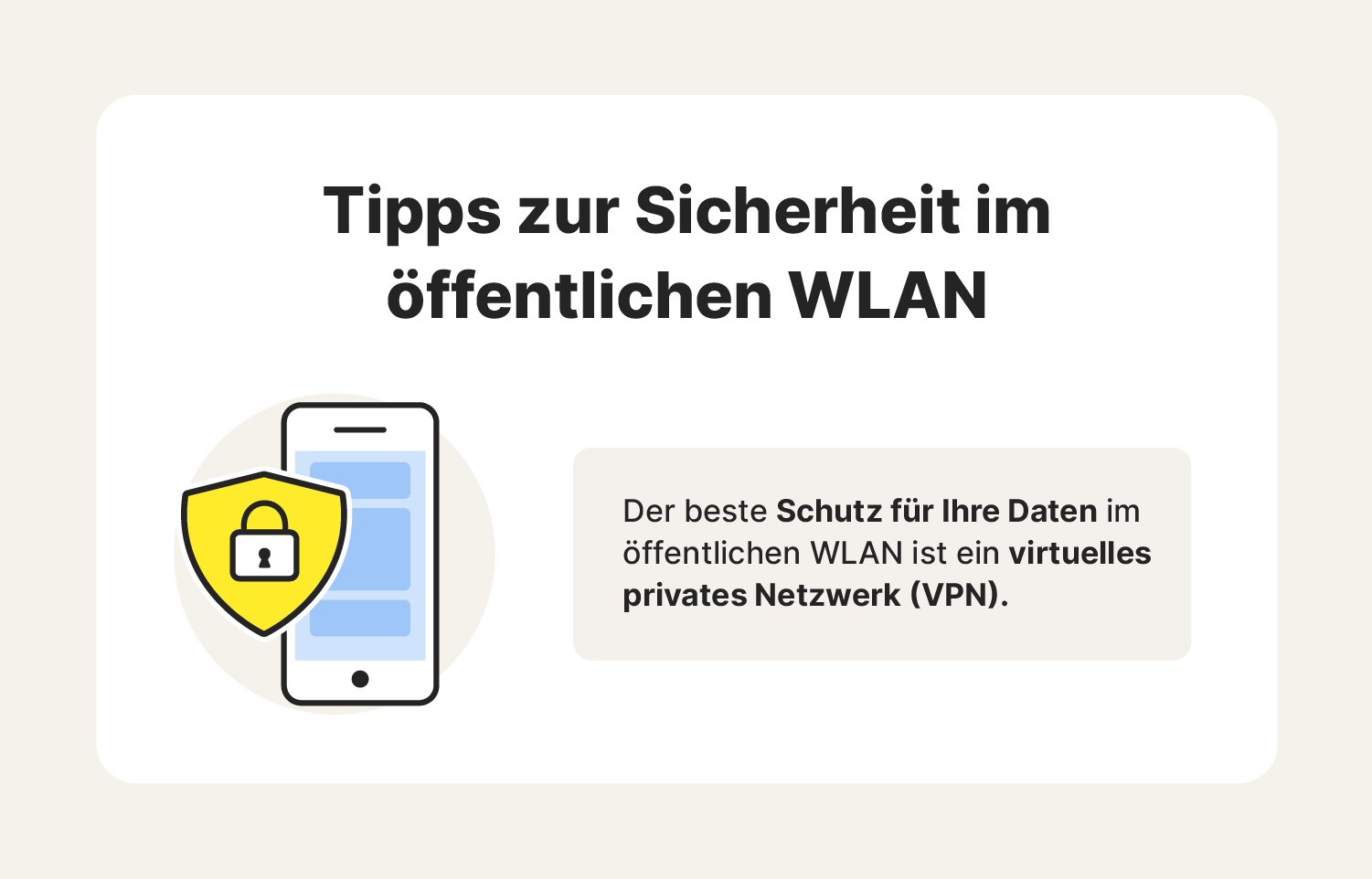 Grafik mit Tipp zum Schutz Ihrer Daten im öffentlichen WLAN