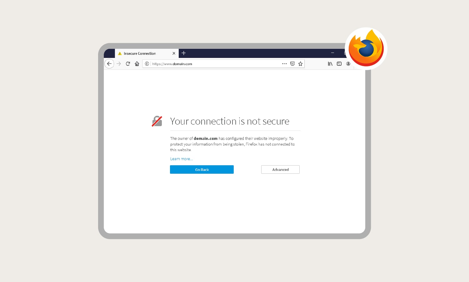 Screenshot einer Fehlermeldung "Ihre Verbindung ist nicht privat" in Mozilla Firefox