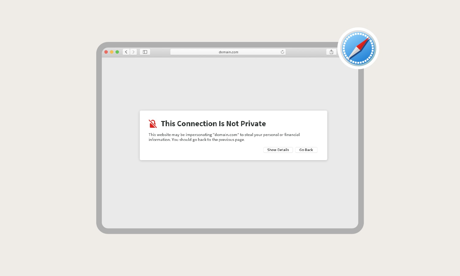 Screenshot einer Fehlermeldung "Ihre Verbindung ist nicht privat" in Safari
