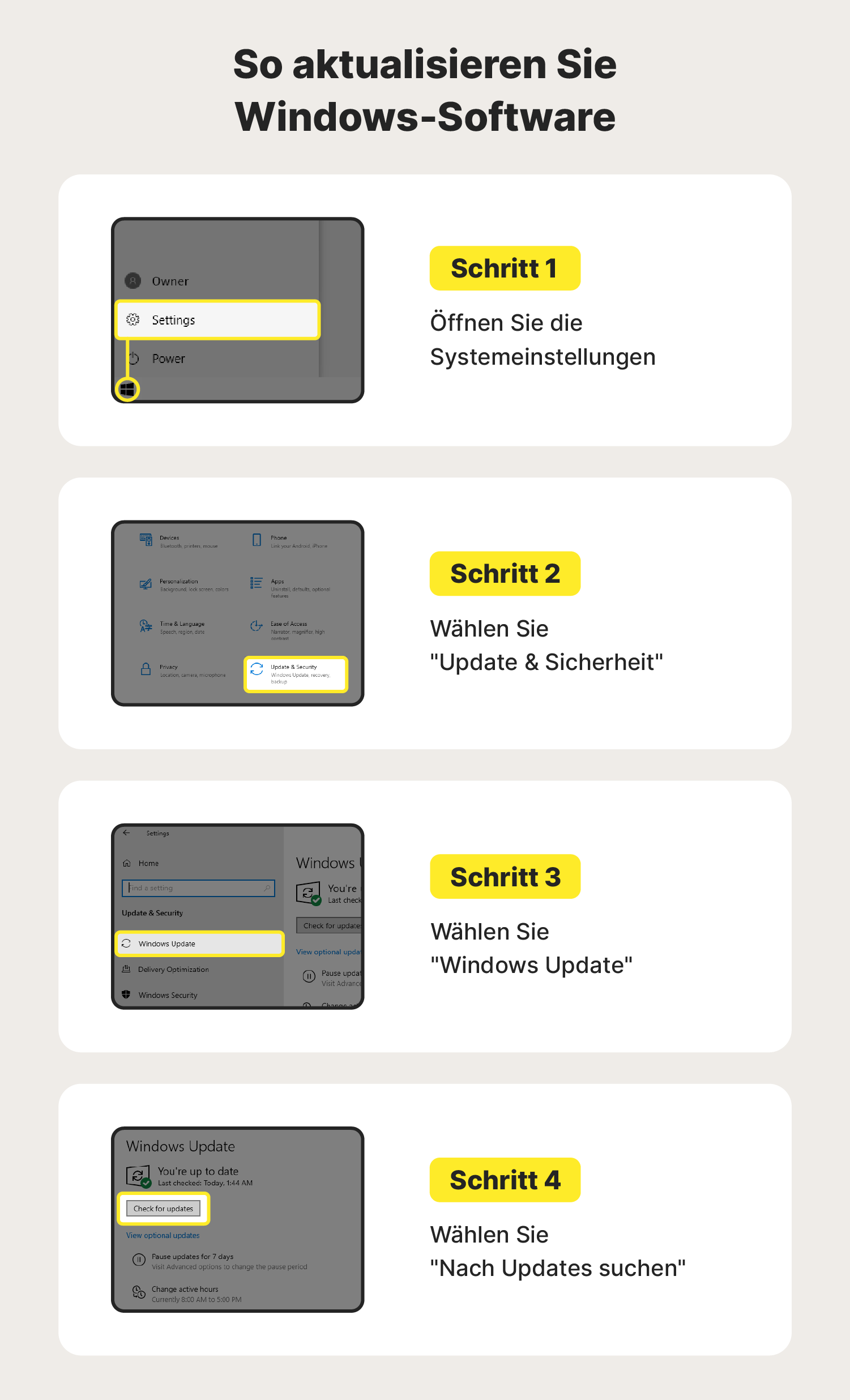 Abbildung: Aktualisieren von Windows-Software