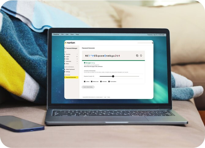 Laptop mit Norton Password Manager